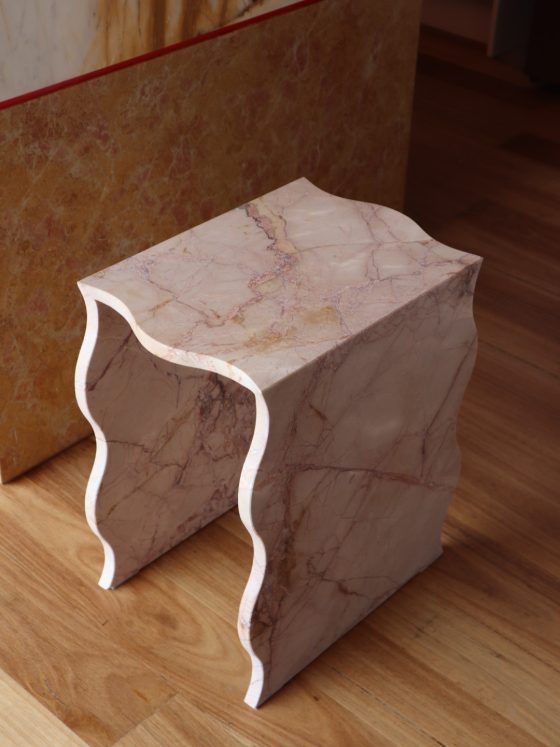 Handcrafted Marble Wavy Side Table Palm Beach